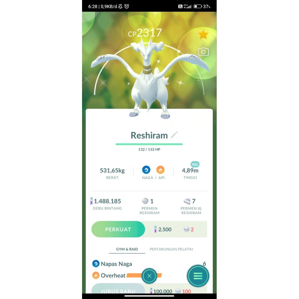 Reshiram Shiny XXL Pokemon Go