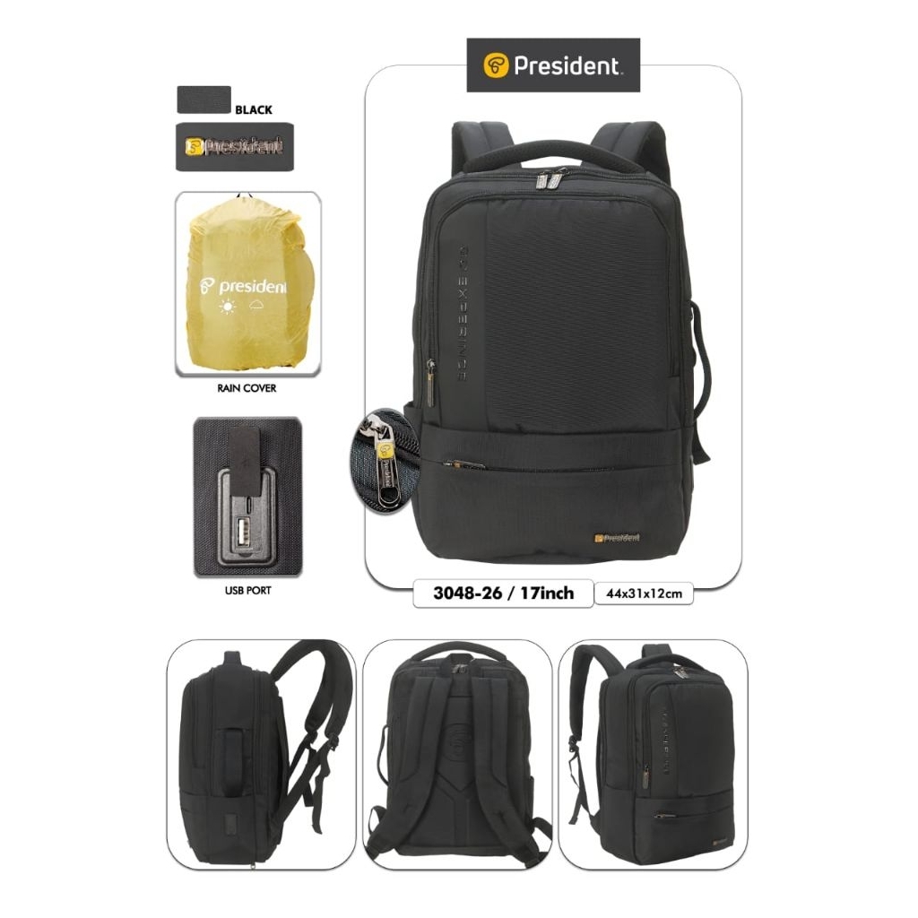 [ PRESIDENT ] BACKPACK PRESIDENT 3048-01/17 | TAS RANSEL PRESIDENT | TAS PRESIDENT ORIGINAL GARANSI 