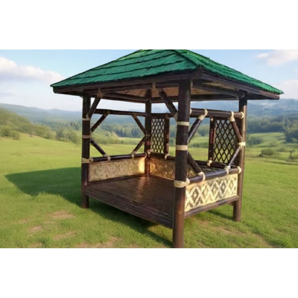 JKRB gazebo bambu minimalis.ukuran 2mX2m harga peryunit