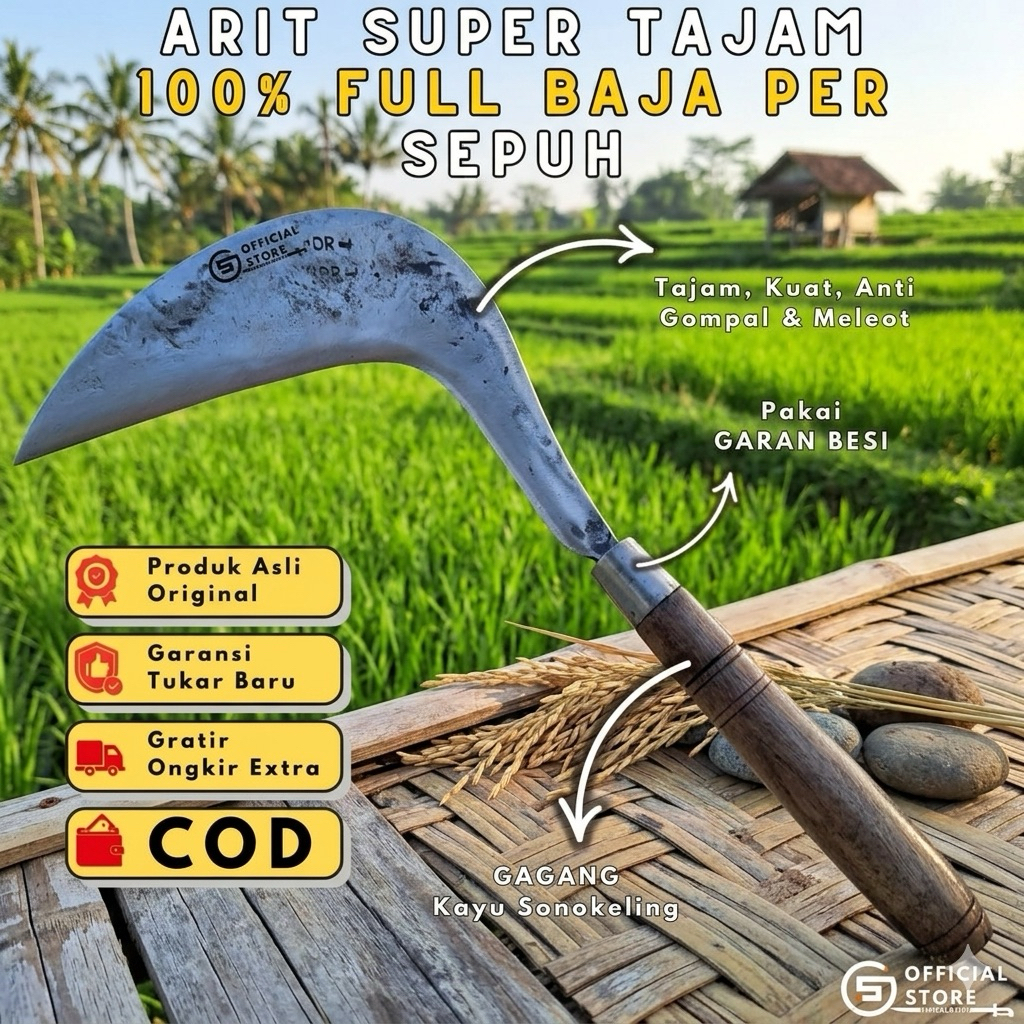 Perkakas Priangan | Arit Rumput Super Tajam Original / Sabit Kecil Buat Ngarit