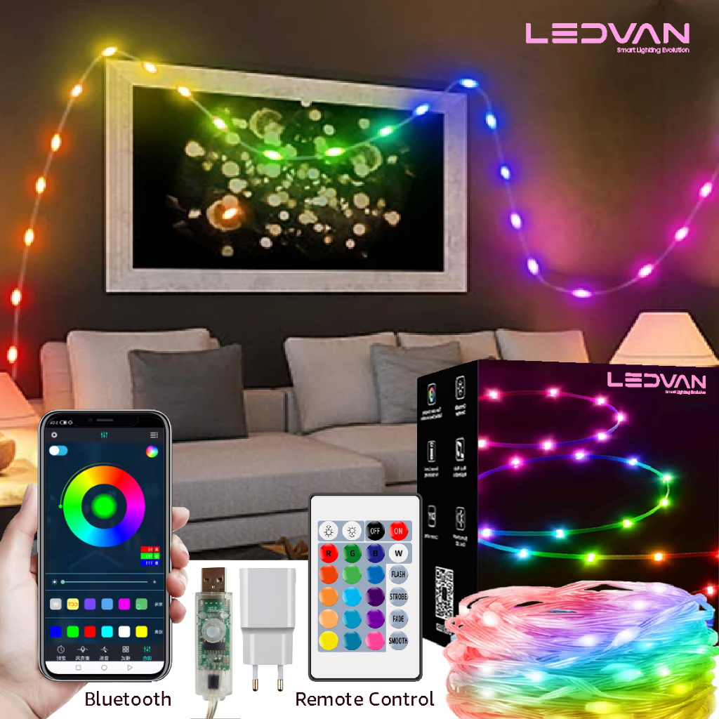 Smart LED String Running RGB Bluetooth App Remote Control - Lampu LED Running waterproof indoor outd