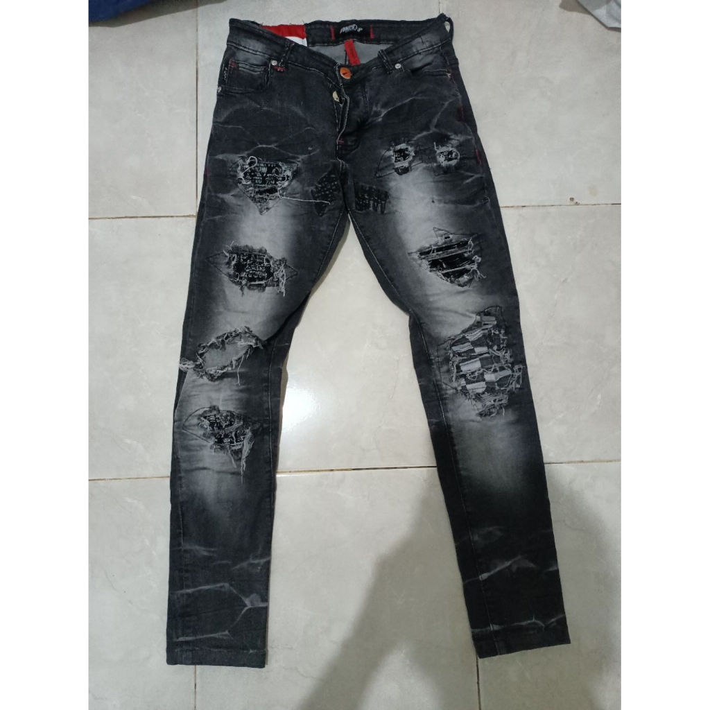 Denimitup M1 tri patch - Apex Grey - Celana Jeans