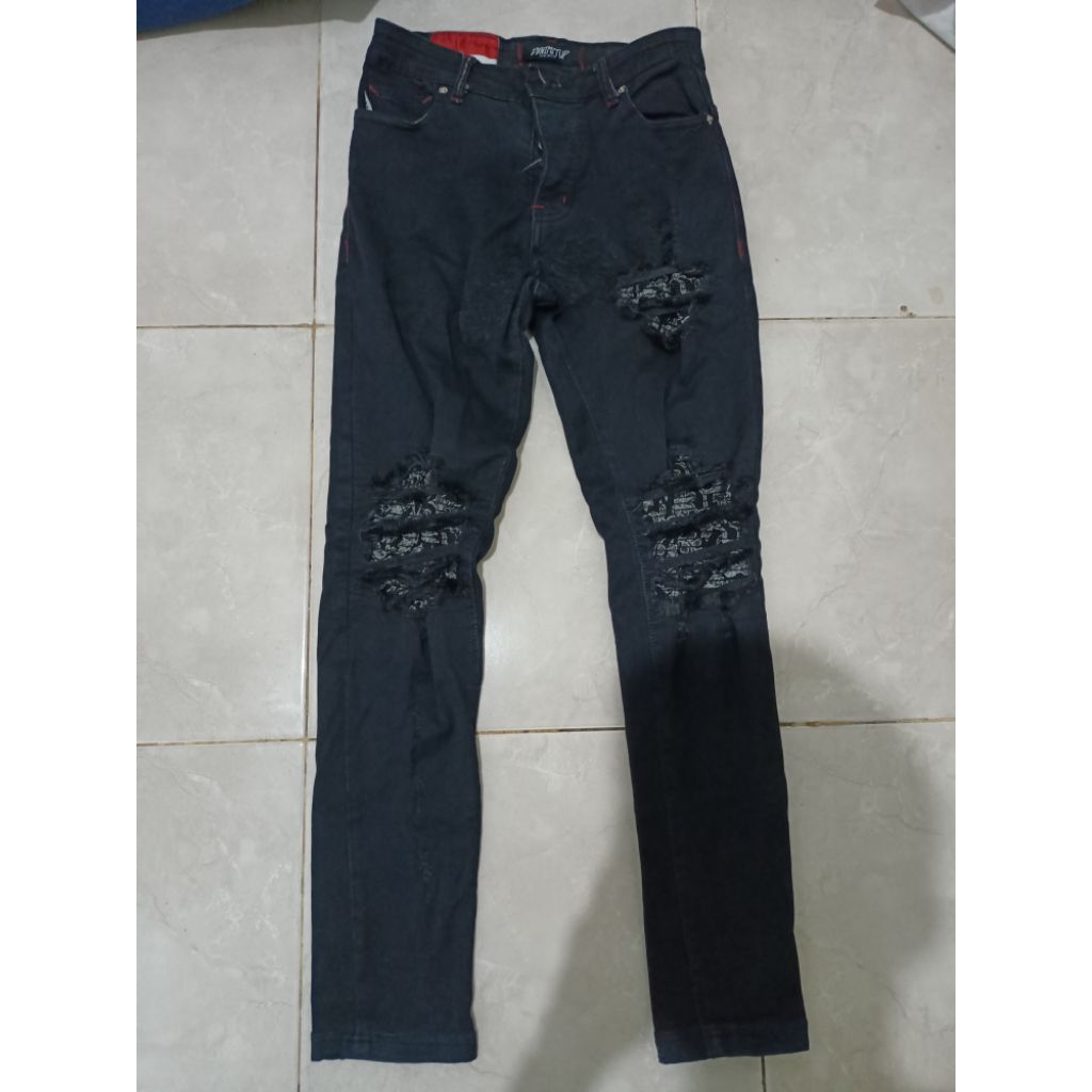 Denimitup M1 Tri Batik Celana Jeans Hitam Elastane Stretch
