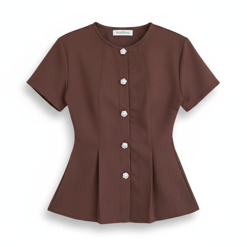 Miu Miu Daily Atasan Wanita Kemeja Blouse Abghi Choco