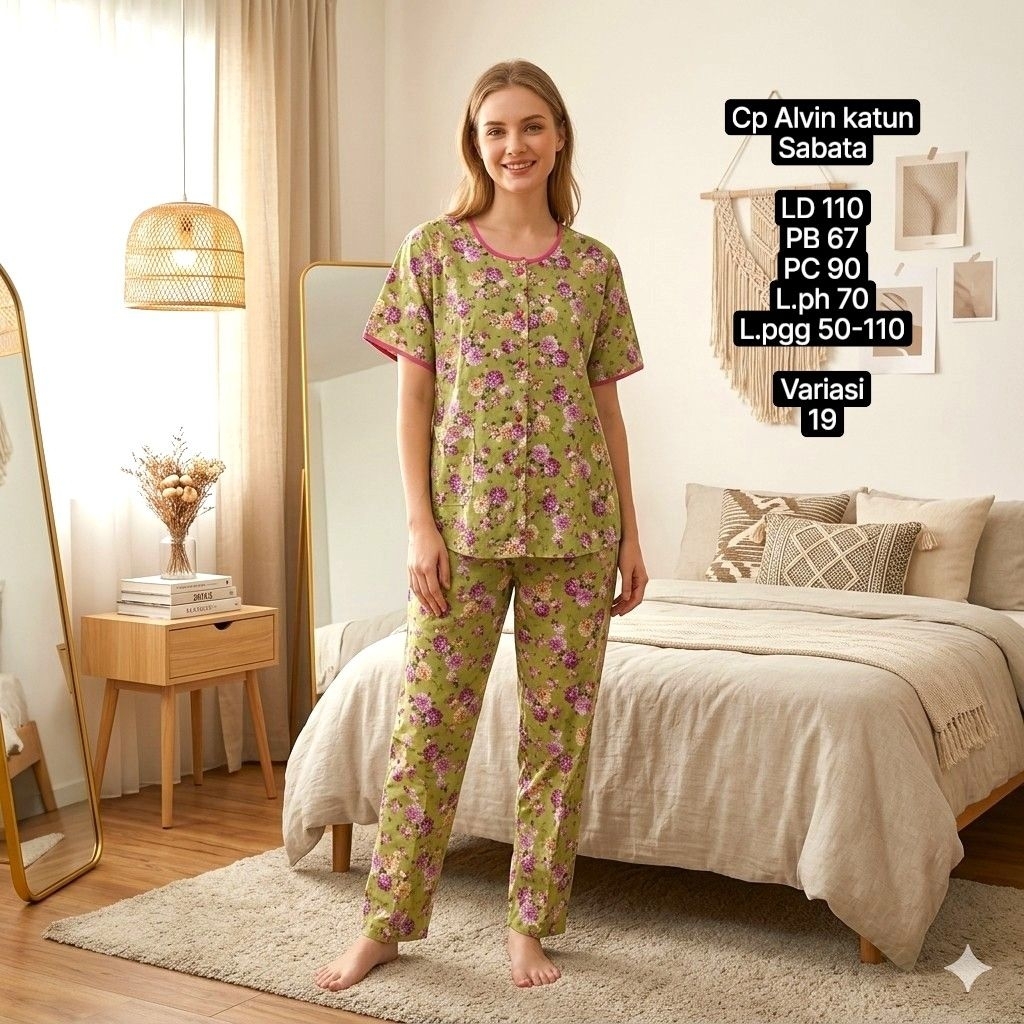 Setelan Sabata Alvin Cp Katun Busui ( CP Katun Biasa(KB), Sabata)