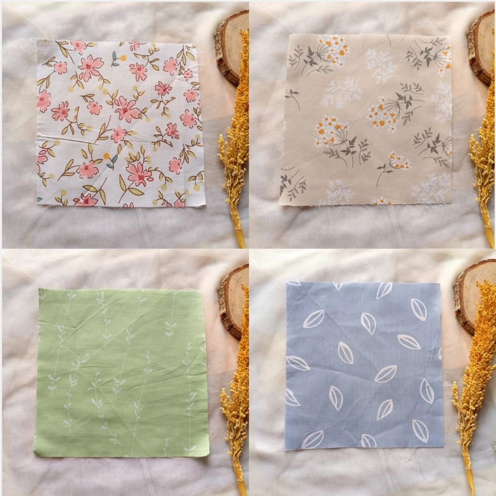 Kain Perca Katun Motif Bunga Daun Floral Bahan DIY Kerajinan Tangan Murah