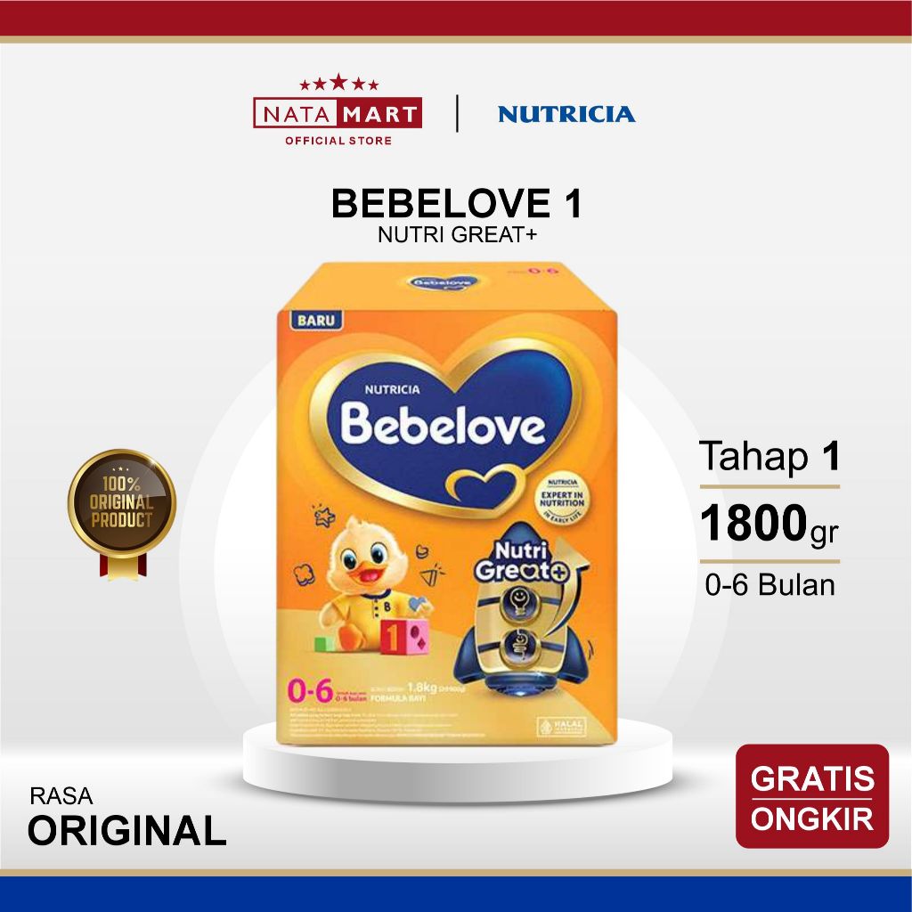 BEBELOVE 1 NUTRI GREAT+ 0-6 BULAN 1800G / 1.8KG ORIGINAL