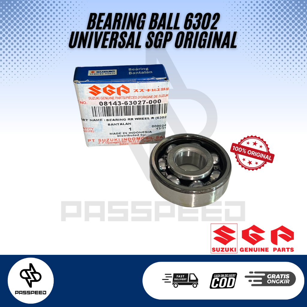 LAHER BEARING RODA 6302-Z/MT UNIVERSAL BERBAGAI JENIS MOTOR ORIGINAL SUZUKI SGP 08143-63027-000