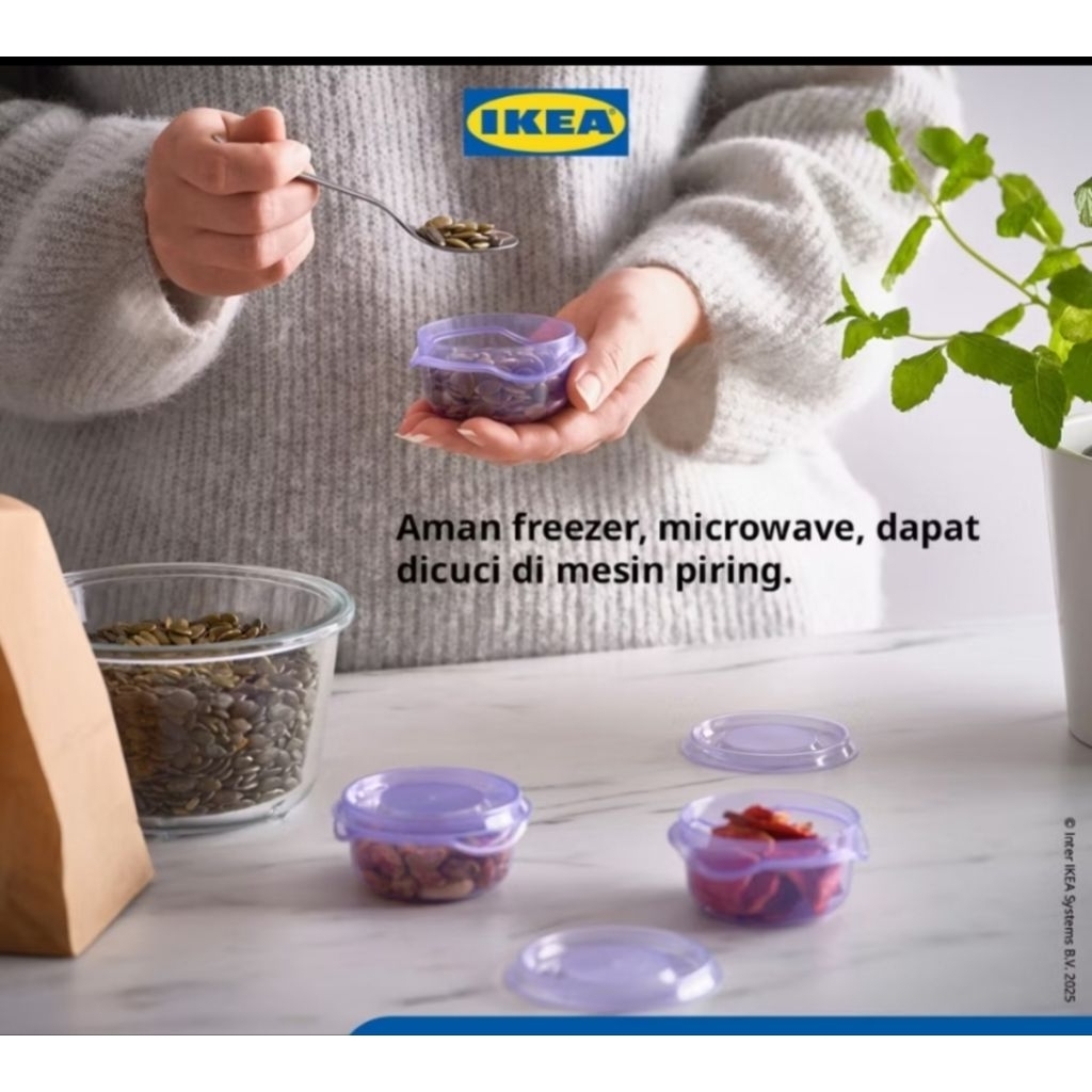 IKEA PRUTA Kotak Makan Dengan Penutup Ungu 70 ml Isi 3pcs