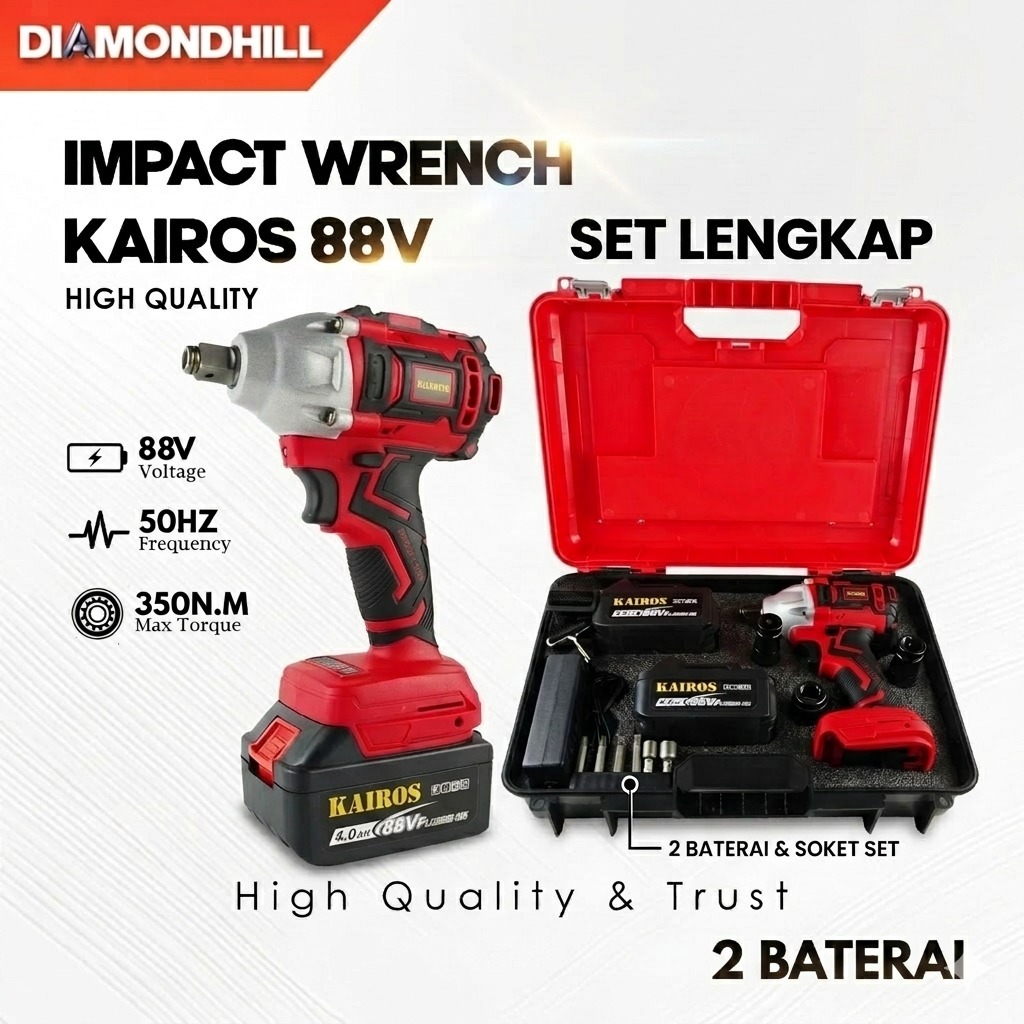 Mesin Pembuka Baut 13MM 88V - Cordless Impact Wranch KA-88V KAIROS