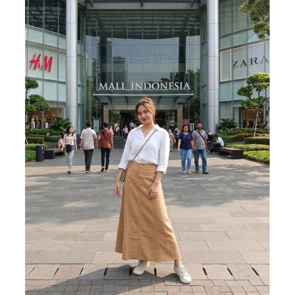 Rok jeans a line Rok levis wanita kekinian Rok jeans wanita panjang mayung