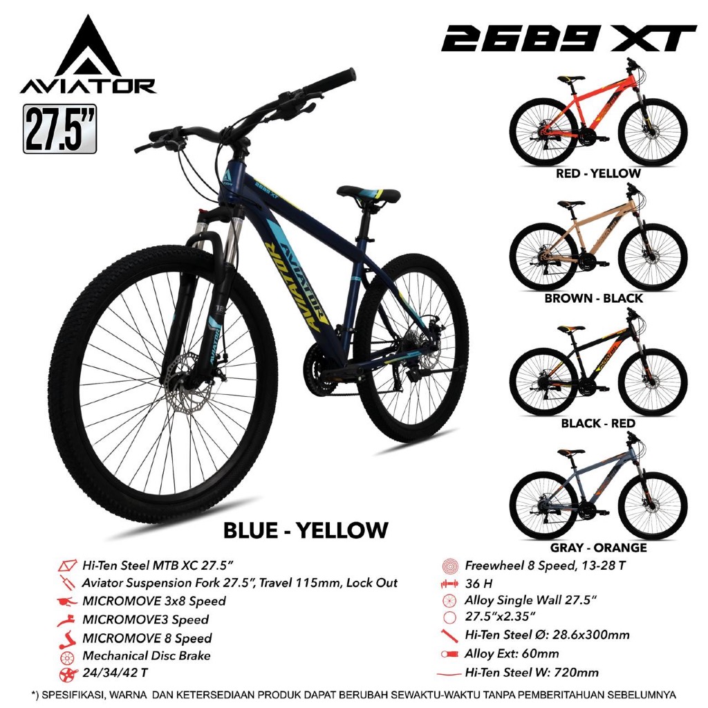 (TERMURAH) MTB 24 26 27.5 evergreen ranger wimcycle storm falcon pacific hybrid sprinter hx fixie ex