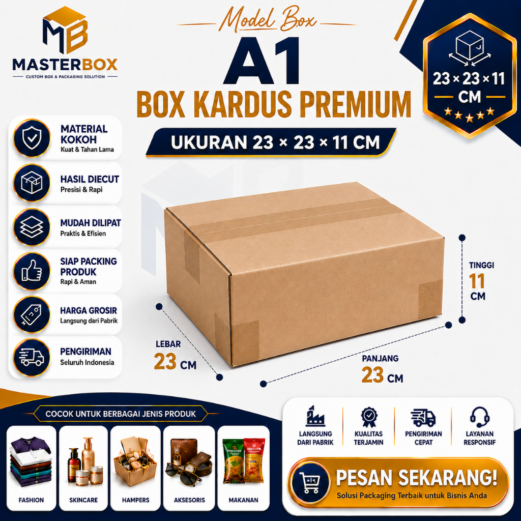 Kardus Packing 23x23x11 cm Karton Box Dus Packing Tebal Kuat Cocok Untuk Hampers, Skincare Set, Hija