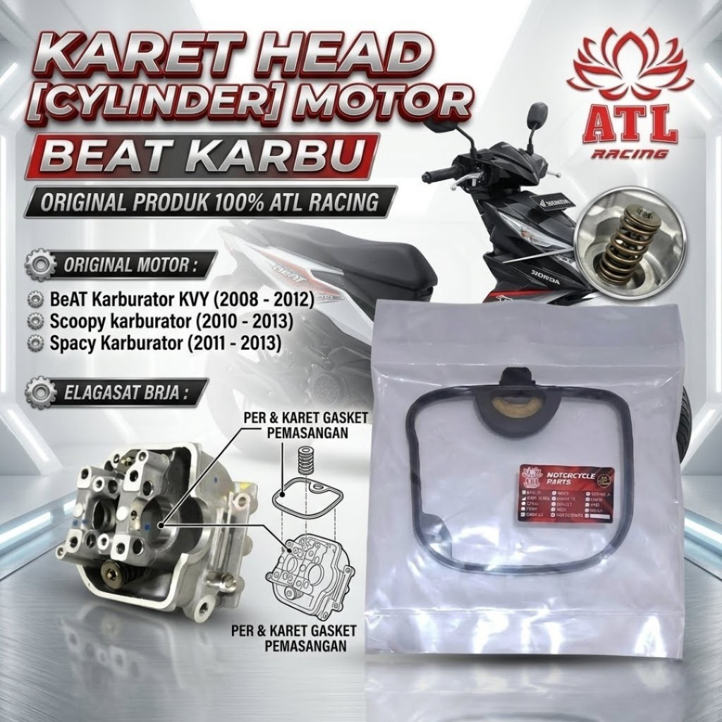 Karet Head 100% Original ATL RACING  Beat Karbu / Scoopy Karbu / Spacy Karbu KVY