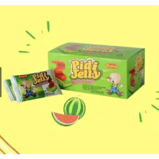 exp Maret 2028 - 1 box isi 30pcs Permen Karet Pidi JELLY BUBBLE Gum Rasa Semangka 1 Box Isi 30 Pcs -