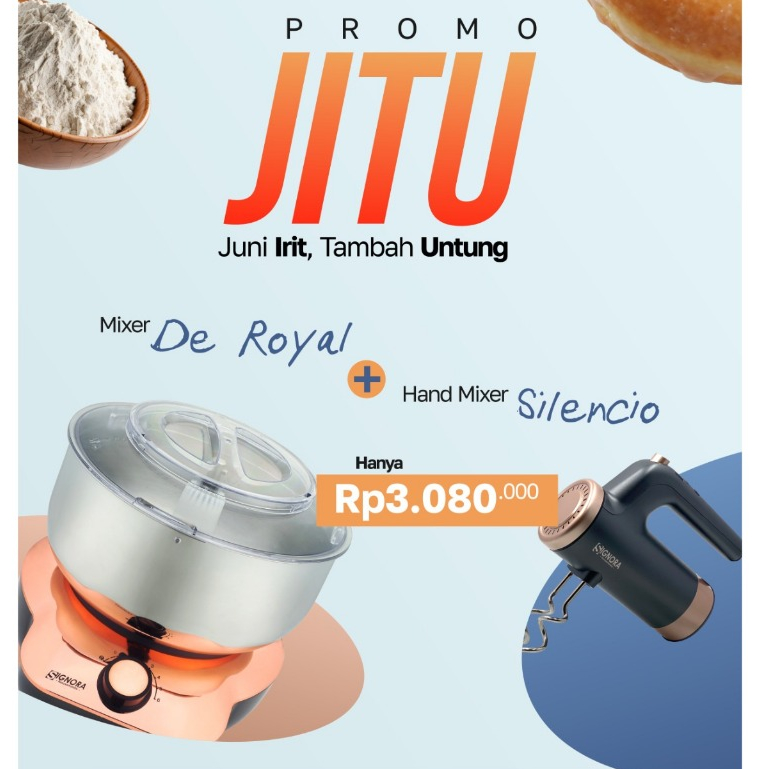 Mixer De Royal Signora 800W Stand Mixer 5L | Mixer Roti & Cake | 6 Kecepatan