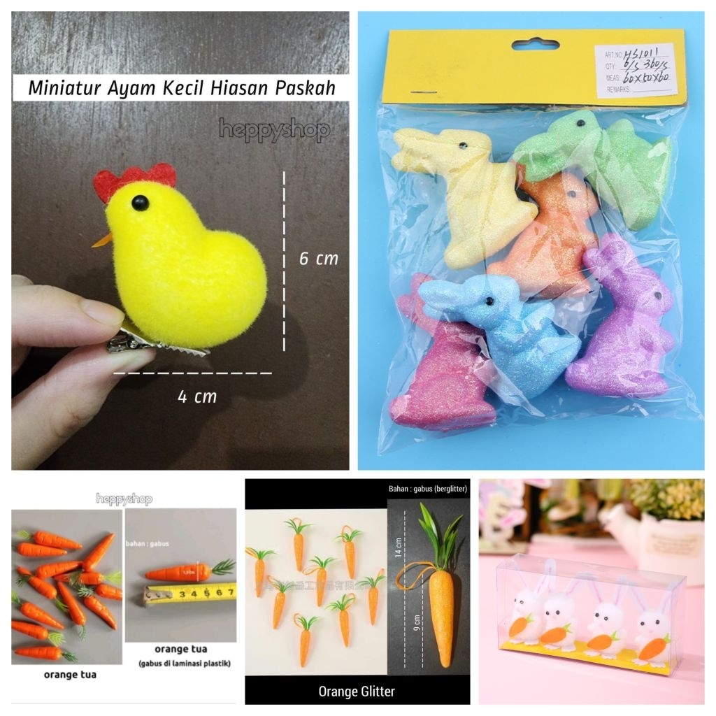 Hiasan Wortel Paskah Miniatur Ayam Kecil Kelinci