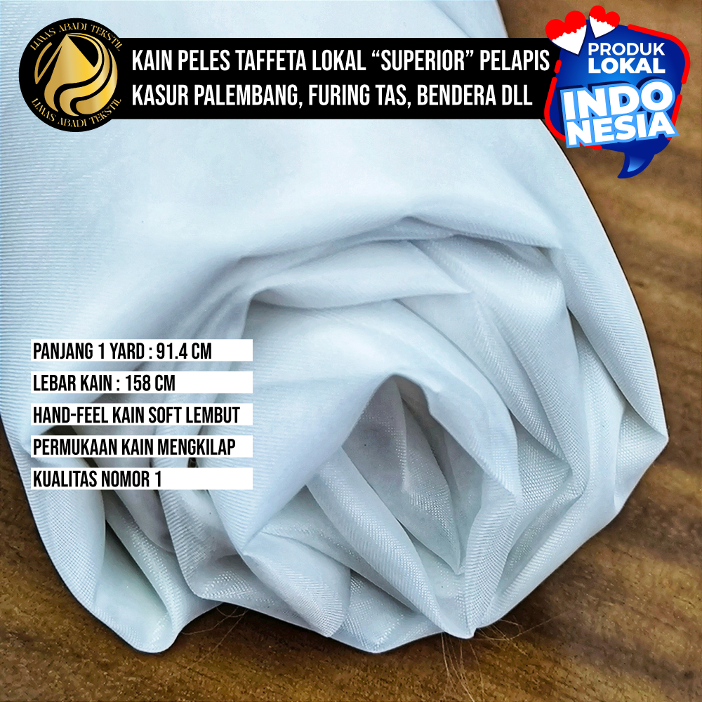 Kain Satin Tafeta Taffeta SUPERIOR (Broken White) 1 Roll 50 100 yard Bahan Print Sublime Hijab Muken