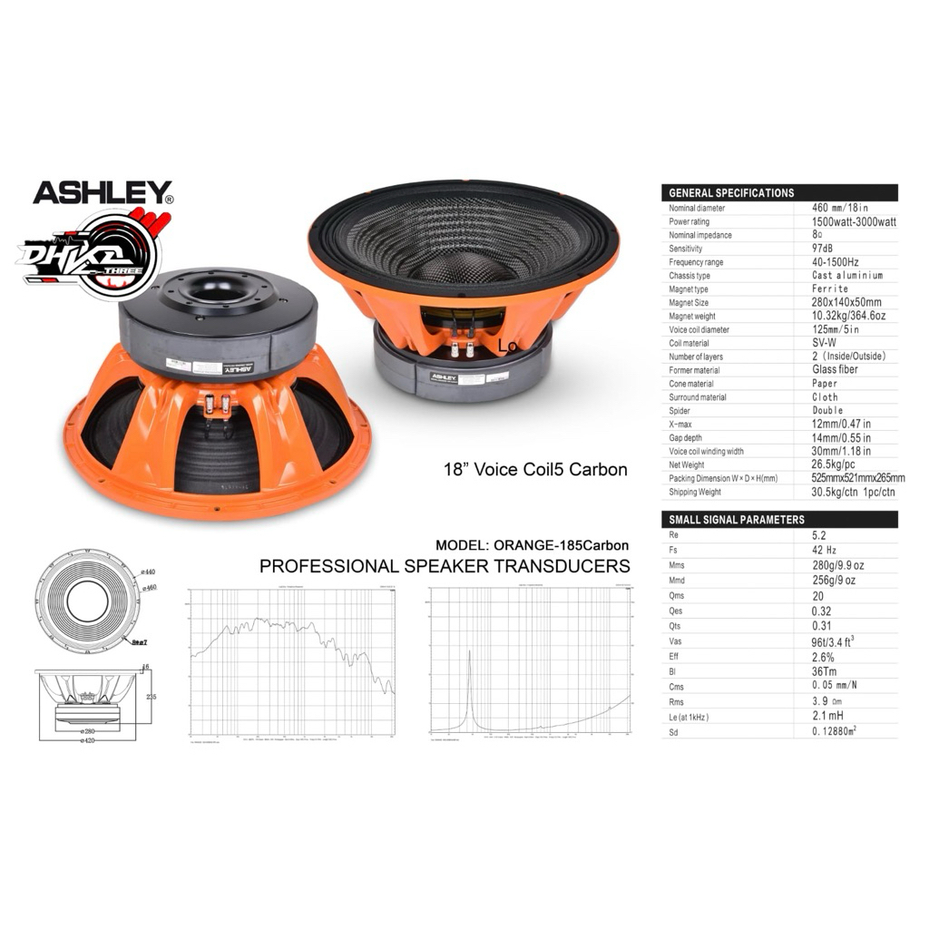 SPEAKER ASHLEY ORANGE 185 CARBON DOUBLE MAGNET / Speaker Ashley Orange 185 Carbon Double Magnet Orig