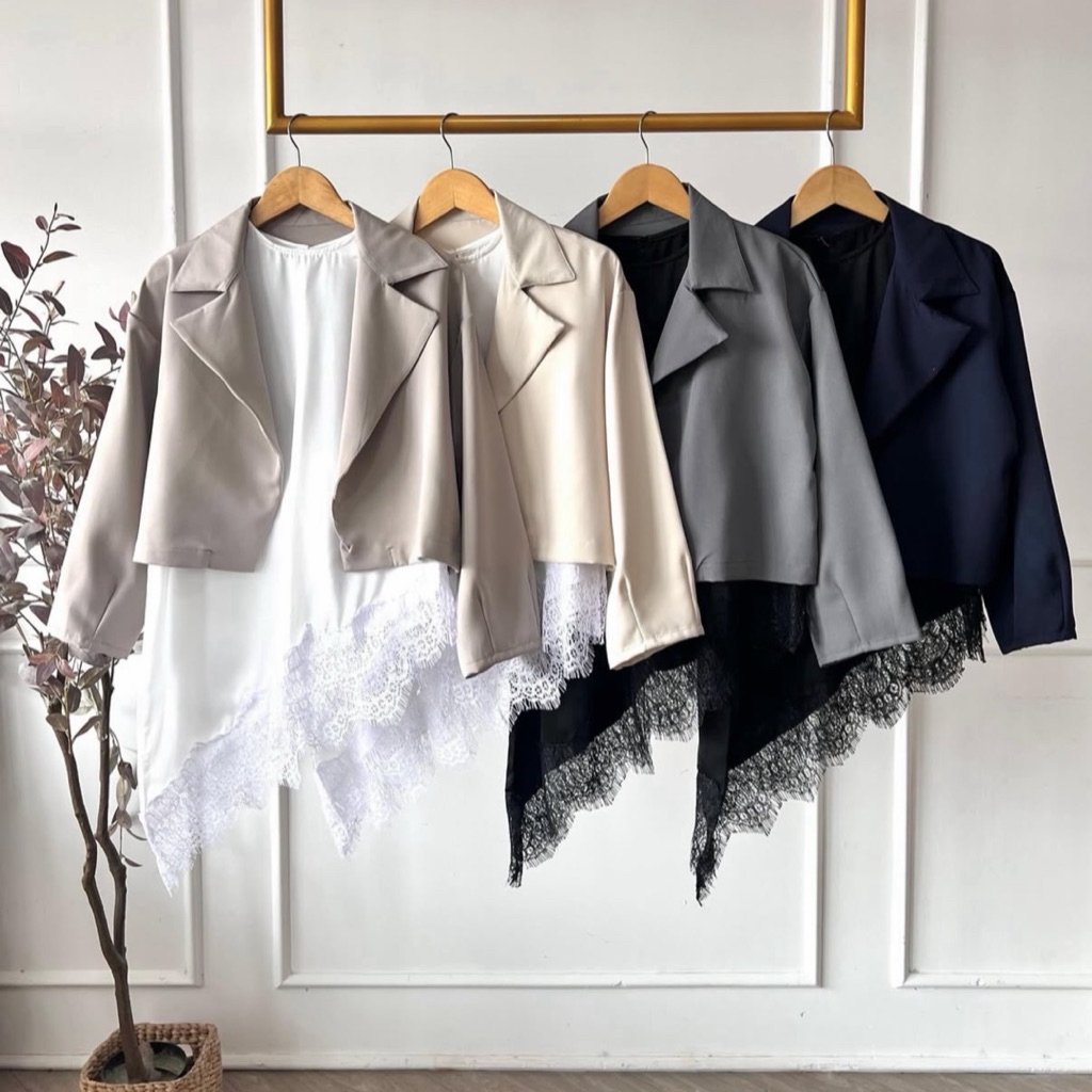 LEVARA SET VEST 2in 1 | Blazer Wanita | Blazer Polos | Inner with blazer | Inner Lace
