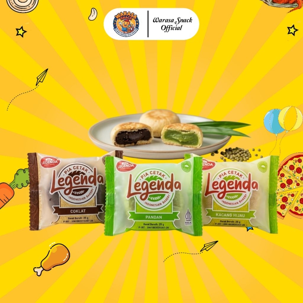 Pia Cetak Legenda - Snack Khas Indonesia dengan Rasa Coklat, Pandan, dan Kacang Hijau