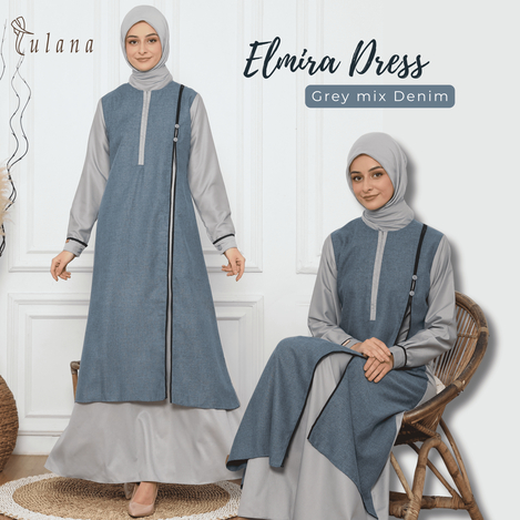 Lulana Elmira Dress | Gamis Premium Wanita Muslim Toyobo Mix Madina Busui Friendly Wudhu Friendly