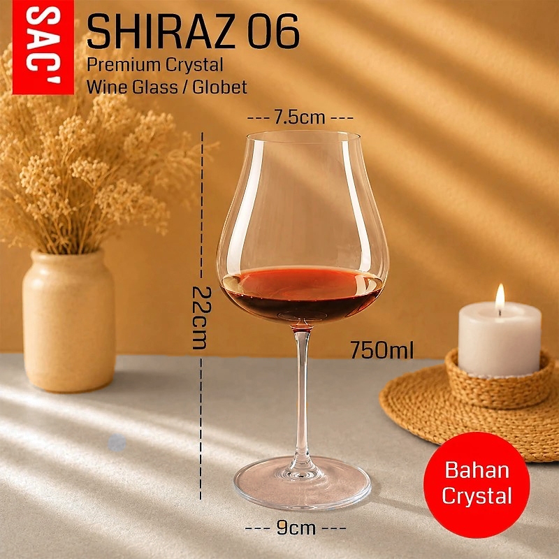 SHIRAZ 06 Gelas Wine Kaca Wine Globet Wine Glass Anggur Crystal Glass Gelas Kristal Red Glass
