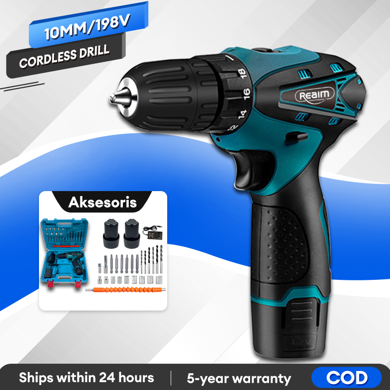 Bor Listrik 198V Mesin Bor Baterai Cordless Bor Listrik Set Electric Drill Bor Tangan Listrik Cordle