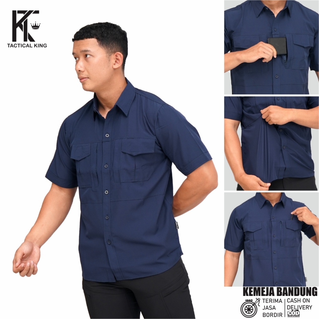 Kemeja Pria Street Kemeja Tactical Outdoor Pendek Kemeja Paspampres Stretch Bandung