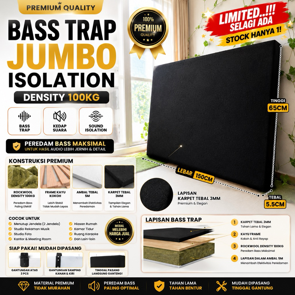 Jual peredam Studio harga Perang BASS TRAP JUMBO OBRAL JUAL MURAH PEREDAM STUDIO PODCAST YOUTUBER RE