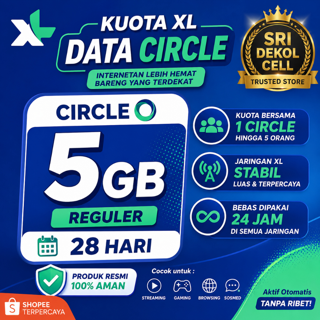 Kuota XL Data Circle 5GB Reguler 28 Hari | Paket Internet XL Murah | Kuota XL 5GB Aktif 28 Hari