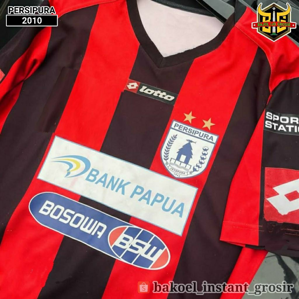 Jersey PERSIPURA Jayapura Home 2010 Jarum ISL Merah Hitam Full PRINTING atau BORDIR Retro Remake Lok