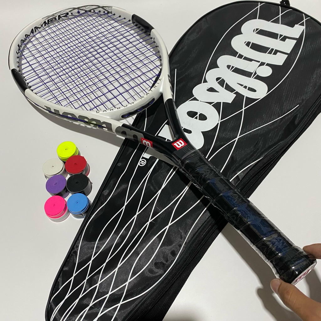 raket tenis wilson hammer 6 carbon import siap smash free grip cadangan
