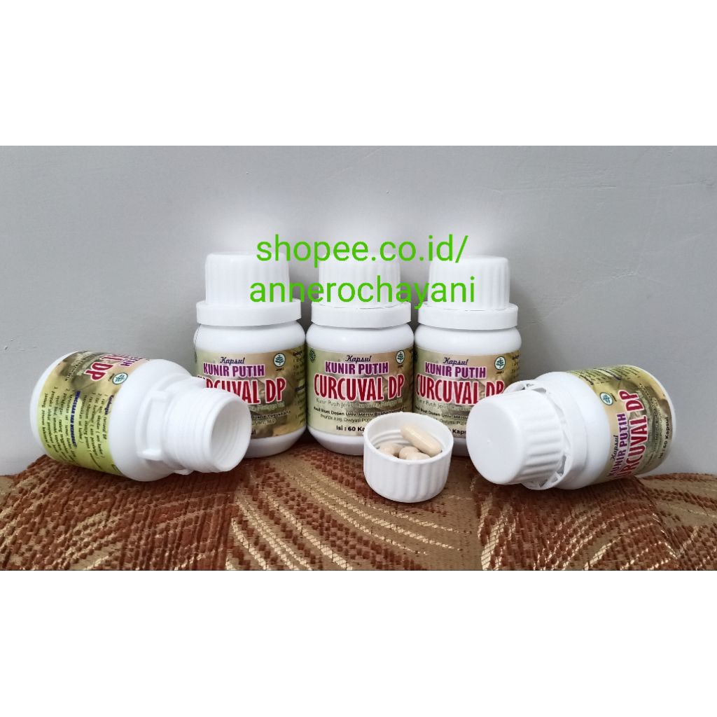 Paket 5 botol Kunir putih curcuval dp / kunir putih kapsul / kunyit putih kapsul Prof. Dr. Ir. Hj. D
