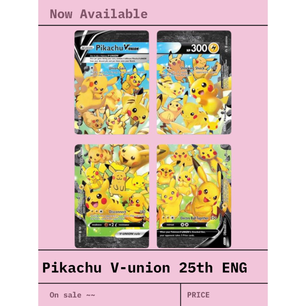 kartu pokemon Pikachu v-union 25th celebrations ENG