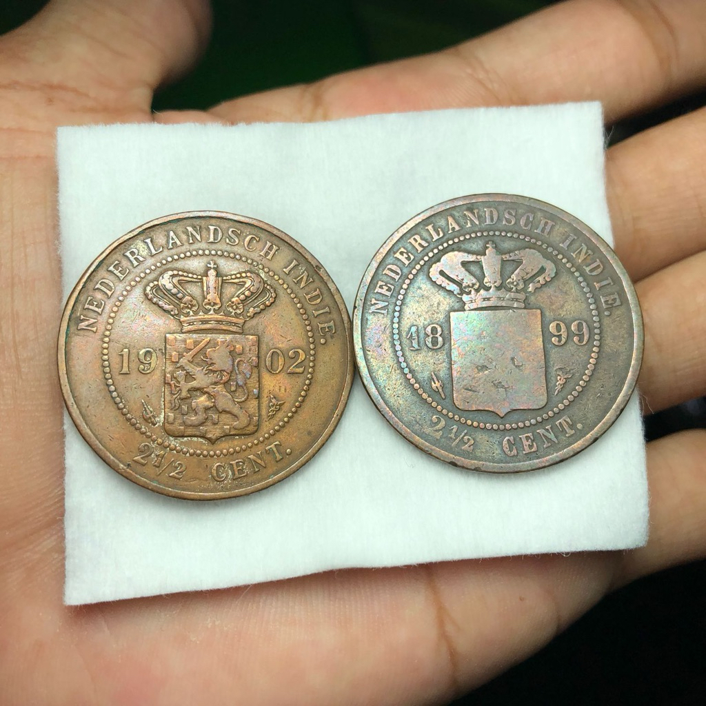 Koin Benggol 2,5 Cent Tahun 1902 dan 1899