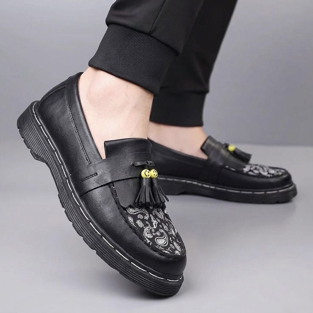 SMILE Sepatu Loafers Docmart Smile Paisley Casual Skena Pria