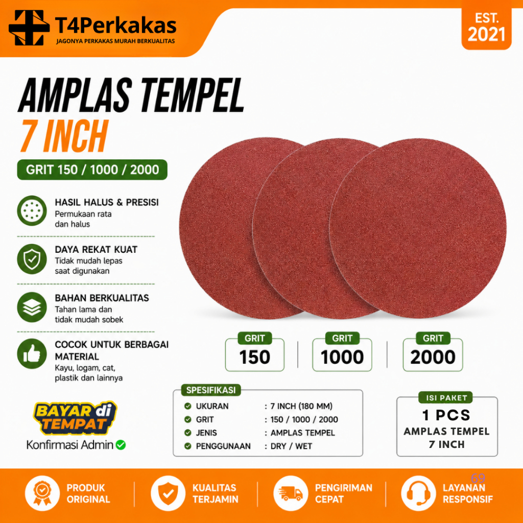 Amplas Tempel 7 Inch Amplas Bulat Poles Amplas Mesin Poles - 7 Inch