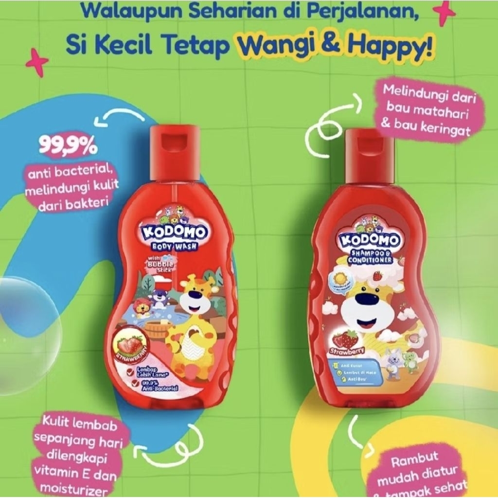Kodomo Bodywash Gel Shampoo Bottle Kemasan 200ml Sabun Anak Bayi Sampo Kodomo