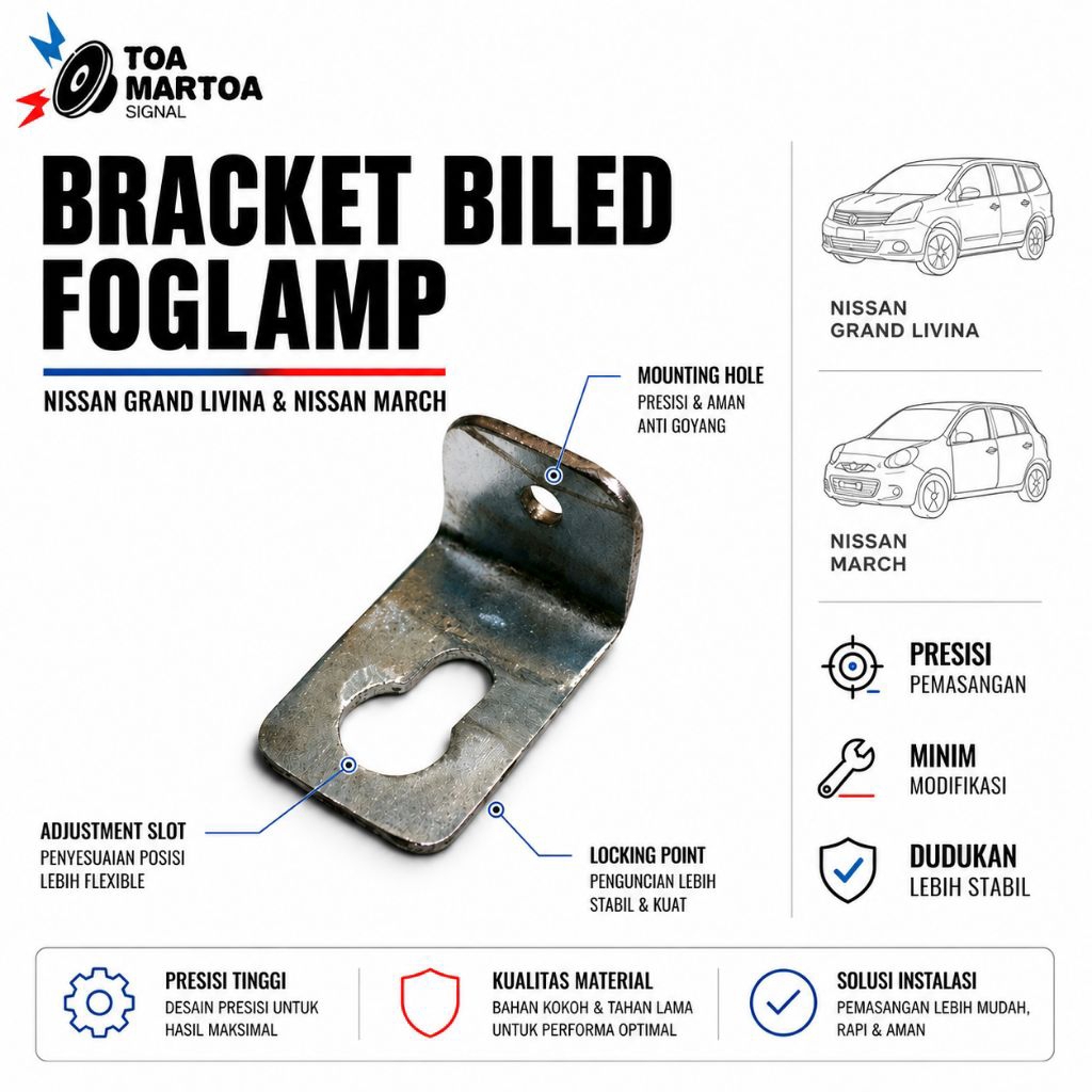 Bracket Adapter BiLED Nissan Grand Livina L10 L11 HWS Nissan March | Dudukan Projector Foglamp Custo