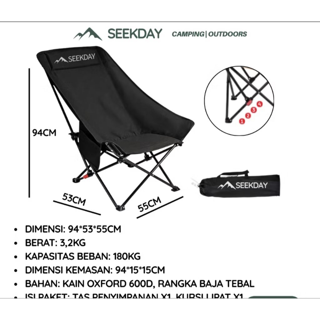 Kursi Lipat Bulat Sandaran pendek & sandaran tinggi/Kursi LipatSpeeds/Trailtop/Kursi