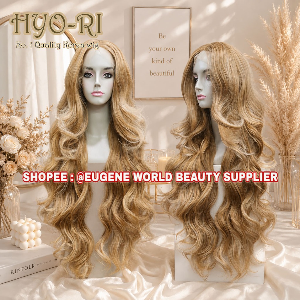 FRONT LACE WIG LACE LONG WIG WANITA RAMBUT PALSU KOREA NATURAL PANJANG CURLY WAVE KERITING GELOMBANG