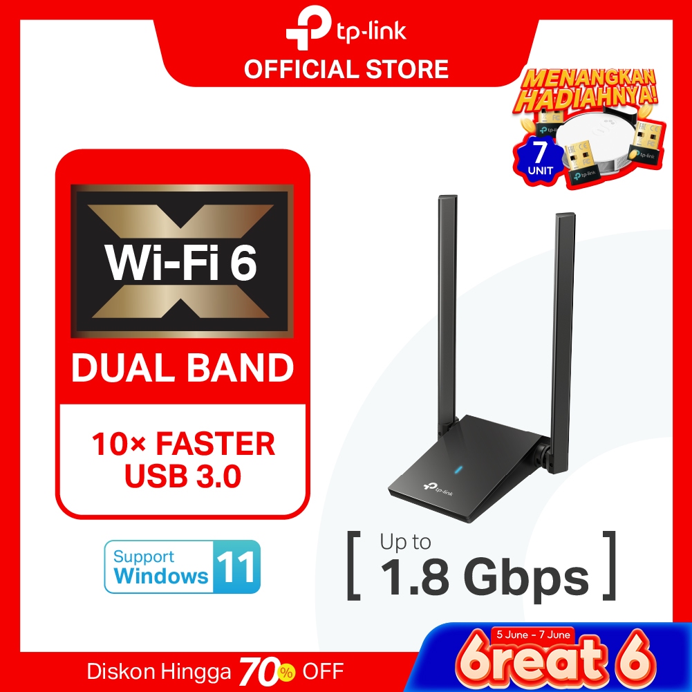 TP-Link Archer TX20U Plus | AX1800 High Gain WiFi 6 Adapter | USB 3.0 | Dual Band | Dongle WiFi