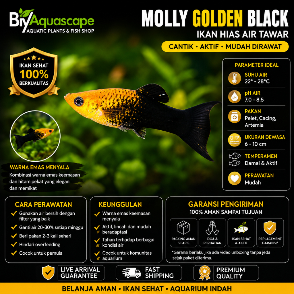 IKAN HIAS AQUASCAPE MOLLY GOLDEN BLACK