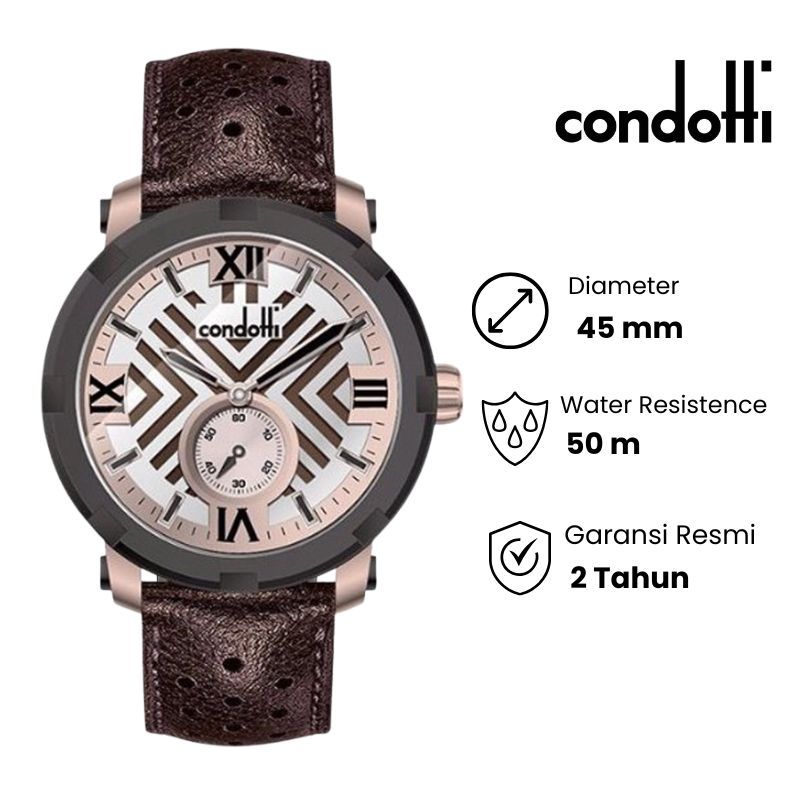 Jam Tangan Pria CONDOTTI Prossimo CN1047-RG02-L05 Leather Strap