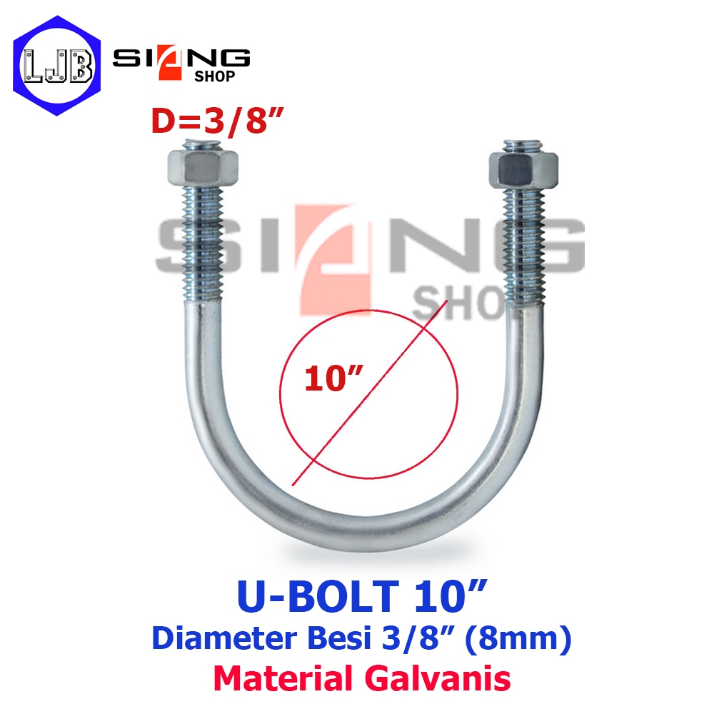 U Bolt Pipa 10 inc Putih