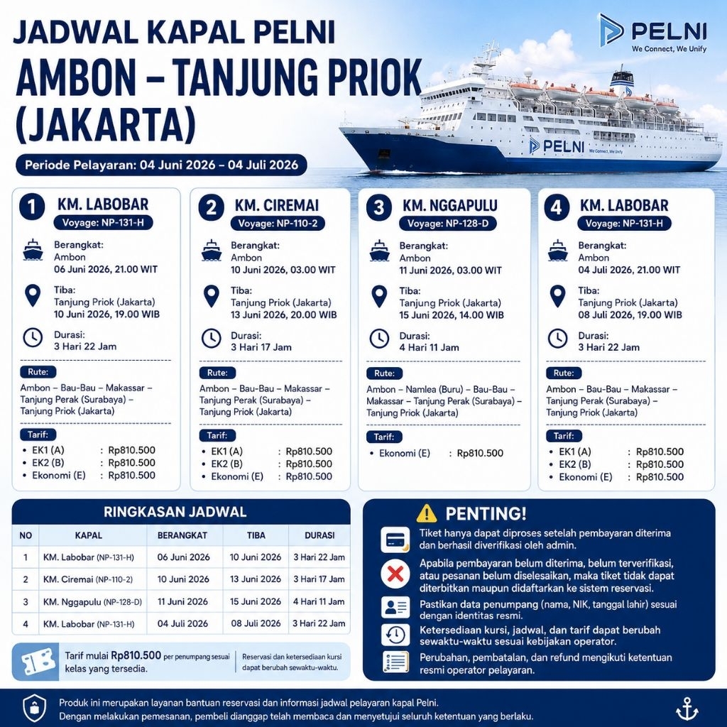 Tiket Kapal Pelni dan Pesawat Domestik – Booking