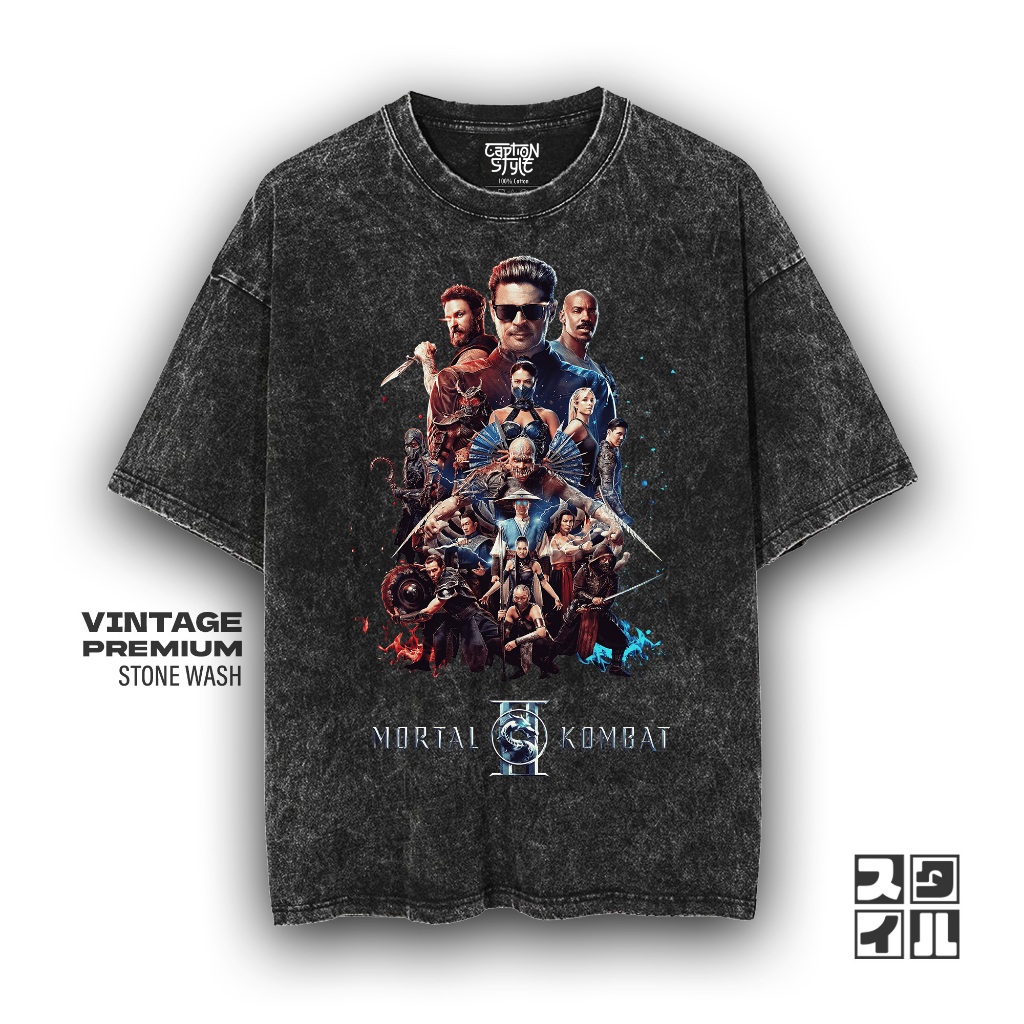 Kaos Oversize Stonewash Film MORTAL KOMBAT | Kaos Oversize Wanita | Kaos Pria | Kaos Keren | Baju Wa