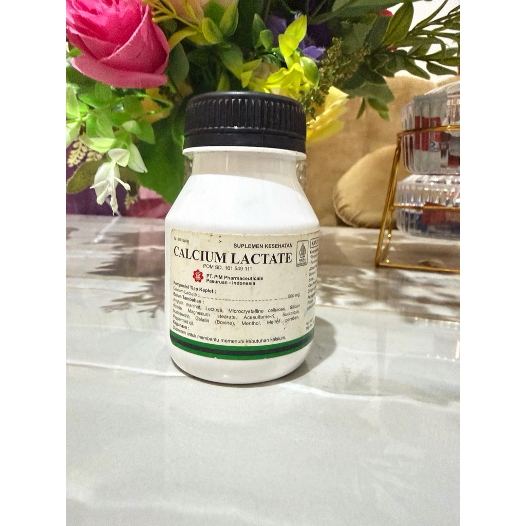 CALCIUM LACTATE KALK PIM 500 mg KALSIUM UNTUK HEWAN KUCING ANJING AYAM TERNAK 80 TABLET
