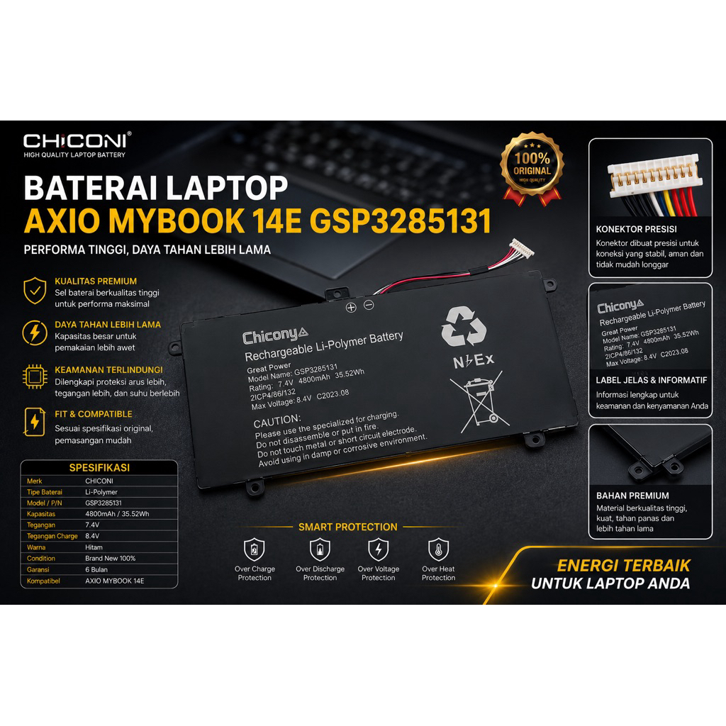 BATRAI LAPTOP AXIOO MYBOOK 14E GSP3285131